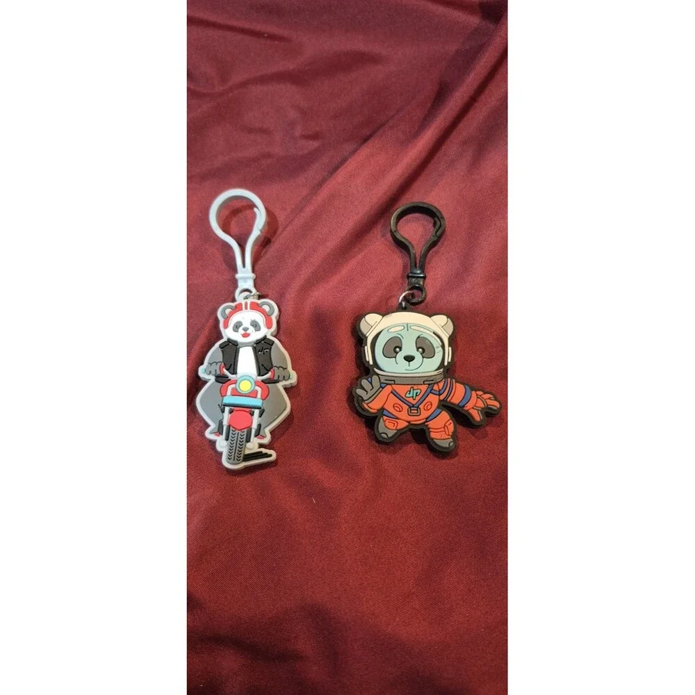 2 Dude Perfect Keychains Backpack Charms Motorcycle Bear Astronaut Kids EUC